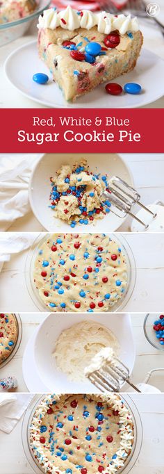 red, white and blue sugar cookie pie