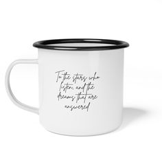 This enchanting Enamel Coffee Cup is inspired by the Velaris City of Starlight from the ACOTAR fantasy series by Sarah J. Maas. Perfect for fans of the book looking to bring a touch of magic to their morning coffee routine. Ideal for fantasy lovers and bookworms, great for cozy evenings reading your favorite novel. Product features - Vibrant colors for crisp designs - Durable enamel material - Dishwasher-safe for easy cleaning - 12oz size perfect for coffee or tea - BPA and lead free Care instructions - Clean in dishwasher or wash by hand with warm water and dish soap Velaris City Of Starlight, City Of Starlight, Gift For Book Lover, Fantasy Lovers, Favorite Novels, Enamel Mug, Coffee Routine, Fantasy Series, Sarah J Maas