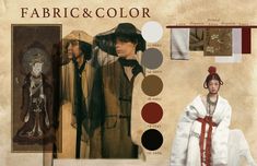 an image of a man and woman dressed up in medieval costumes with color swatches