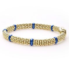 Seven smooth ultramarine ceramic stations highlight 18k gold Caviar beading on this signature bracelet. Signature Bracelet, Engraved Items, Bracelet Sizes, Special Events, Beading, 18k Gold, Perfect Fit, Pouch, Perfect Gift