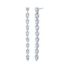 Pear shape drop earrings set in 18K white gold. 20 total stones Total Carat Weight of 10.59 3 inches in length Pear Shaped Diamond, Pear Shape, Earrings Set, Pear Shaped, Earring Set, Vines, Pear, Dangle Earrings, White Gold