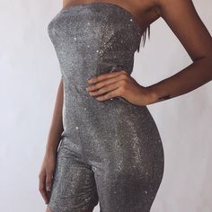 ANJAMANOR Silver Glitter Sexy Romper Women Bandage Bodycon Jumpsuits 2019 Summer Festival Rave Clothes Club Playsuit D66-I40 Rompers Womens Jumpsuit Dressy, Tube Romper, Off Shoulder Jumpsuit, Jumpsuit Dressy, Bodycon Jumpsuit, Jumpsuit Party, Runway Dresses, Jumpsuits And Romper, Casual Jumpsuit