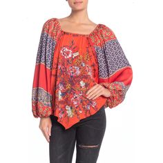 Flaunt Your Boho-Chic Vibes In This Airy Billow-Sleeve Blouse Designed In A Patchwork Of Fanciful Prints. Square Neck Long Billow Sleeves With Elasticized Cuffs Allover Print Approx. 26" Length (Size S) Fiber Content Polyester 100% Polyester Machine Wash Cold Tumble Dry Low Low Iron, May Be Dry Cleaned Model's Stats For Sizing: - Height: 5'10" - Bust: 34" - Waist: 24" - Hips: 35" Model Is Wearing Size S. 1896 Boho Tunic Tops, Beaded Blouse, Blouse Nordstrom, Paisley Floral, Boho Tunics, Print Bodysuit, Boho Blouses, Positano, Print Blouse