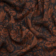 In cozy wine taverns surrounded by golden leaves and harvest festivals in amber river valleys, our Mood Exclusive Austrian Autumn Viscose Crepe waits for you. Inspired by Vienna's fall foliage, dark orange flowers and leaves fall to the black background of this fabric. The tactile face, woven with 100% sustainably sourced viscose, displays the most distinguishable characteristics of a crepe: a grainy and crisp hand. A supple drape compliments silhouettes in both formal and informal garments, as Mood Designer Fabrics, Country Blue, White Candy, Golden Leaves, Mood Fabrics, Harvest Festival, Fabric Online, Orange Flowers, Fall Foliage