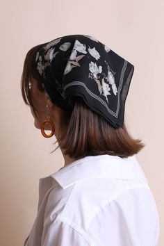 Orchid Flower Bandana Face Masks Black Flower Bandana, Head Bandana, Hair Scarf Styles, Head Scarf Styles, Spring Styles, Scarf Outfit, The Orchid, Bandana Hairstyles, Hair Scarf