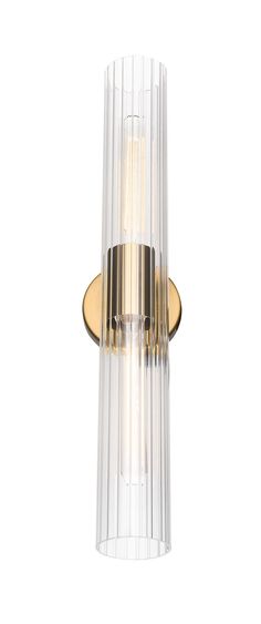 an image of a modern light fixture on a white background with gold trimmings