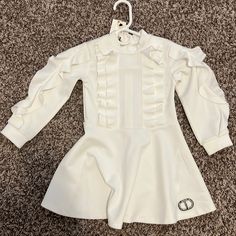 Luxurious And Soft Off White Dress For Little Girl Beautiful Ruffle Details On Long Sleeves Brand New With Tags Off White Dress, Off White Dresses, Twin Set, Ruffle Dress, Set Dress, Colorful Dresses, Kids Shop, White Dress