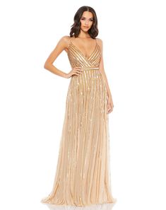 Sequined Wrap Over Sleeveless Gown Neckline Embellishment, Summer Engagement Party, Plastic Dress, A Line Evening Dress, Sequin Embellishment, Mac Duggal Dresses, Sleeveless Gown, Glamorous Dresses, Opposites Attract