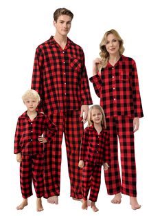 PRICES MAY VARY. Material: Family pajamas made with a blend of 80% polyester and 20% cotton for a comfortable and durable fit that lasts. Family Pjs Matching Sets：Pajamas for family are available in sizes for women,men and kids.and warm with your family during the cold weather. Wearing Design:Family pjs matching sets consist of the button-down long-sleeve top suits use top buttons and elastic waist pants,which are light and breathable for home wear.No pilling,No fading No shrink and wrinkle free Mother Father And Baby, Mens Christmas Pajamas, Dirndl Outfit, Holiday Pjs, Matching Family Christmas Pajamas, Plaid Set, Baby Overall, Family Pajama Sets, Father And Baby