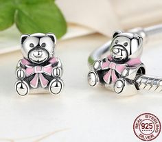 Pink Charms For Gift, Pink Charms For Gifts, Pink Charm Bracelet For Birthday, Pink Nickel-free Charm Bracelet, Cute Pink Sterling Silver Jewelry, Pink Charm Bracelet For Valentine's Day Gift, Pink Sterling Silver Charms For Mother's Day, Pink Sterling Silver Charms For Gifts, Personalized Pink Charms For Birthday