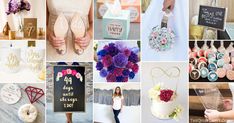 a collage of photos with flowers and wedding decorations