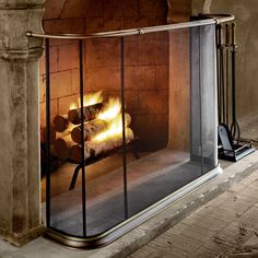 Inspired circa 19th Century Victorian design – Pilgrim’s English Rail collection is going to instantly add warmth and style to your fireplace hearth. Available in a hand-finished warm antique brass patina. Actual screen mesh size without the rail dimensions included: 39″W x 31″H x 9” D Pilgrim Original Design.Lifetime Warranty. Fireplace Gate, English Fireplace, Curved Fireplace, Decorative Fireplace Screens, Brass Fireplace Screen, Brass Rail, Fireplace Fender, Vintage Fireplace, Old Fireplace