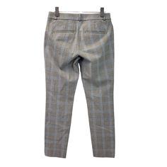 Perfect career pants, these glen plaid ankle pants are a pretty baby blue and gray color. Front top pockets and back open pockets. Belt loops. These are the classic BR sloan fit. Pair with flats or heels.Lined: NoFIT GUIDE: If the fabric in pants contains elastane or spandex, there will be some stretch - the more elastane, the more stretch!NOTE that preloved pieces may have changed in size with wash and wear so please check approximate measurements for current size and fit.Size: Womens 2Approxim Tailored Plaid Casual Bottoms, Classic Plaid Pants For Business Casual, Classic Plaid Business Casual Pants, Classic Plaid Bottoms For Office, Classic Plaid Pants For Office, Classic Plaid Office Bottoms, Casual Plaid Pants With Welt Pockets, Classic Plaid Pants With Welt Pockets, Classic Plaid Bottoms For Business Casual