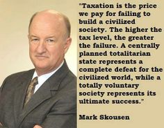 a man in a suit and tie with a quote about taxes