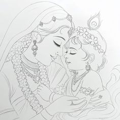 a drawing of two women embracing each other with their eyes closed and hands on their chest