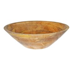 a wooden bowl is shown on a white background