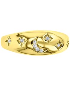 in stock Dome Ring, Moon Stars, Domed Ring, Stars And Moon, Cubic Zirconia, Gold Rings, Jewelry Watches, Jewelry Rings, Pick Up