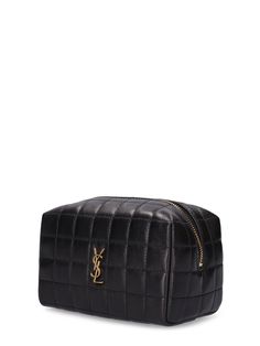 Find SAINT LAURENT Small Cassandre Leather Makeup Bag on Editorialist. Height: 8.5cm Width: 15cm Depth: 8.5cm. Top zip closure. Metal logo detail Ysl Makeup Bag, Ysl Cosmetics, Designer Makeup Bag, Makeup Bag Black, Bags Ysl, F1 Wag, Yves Saint Laurent Makeup, Ysl Makeup, Tracker Ideas