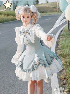 Women’s Kawaii Cosplay Lolita Long Sleeve Dress Kawaii Costume Dresses For Cosplay Events, Kawaii Long Sleeve Costumes For Cosplay Events, Kawaii Ruffled Dresses For Cosplay Events, White Long Sleeve Kawaii Dress, Virgin Killer Sweater, Kawaii Ruffled Dress For Cosplay, Cute Anime Outfits, Kawaii Cosplay, Mermaid Outfit