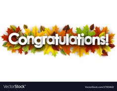 congratulations with autumn leaves and the word congratulations on white background stock photo