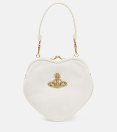 Belle Heart Mini leather-trimmed shoulder bag in white - Vivienne Westwood | Mytheresa Vivienne Westwood Purse, Bold Gold Jewelry, Westwood Vivienne, Spring Sunglasses, Vivienne Westwood Bags, Minimal Shoes, Heart Shaped Frame, Frame Purse, Bridal Bag