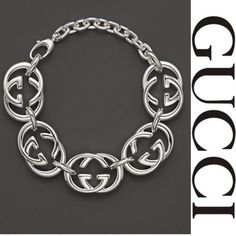 - Five Interlocking Gg Links - Lobster Claw Clasp. - Ag925, Sterling Silver - Circumference: ~7.8” Brand New With Gucci Booklet, Gucci Pouch & Gucci Gift Box Classic Gucci Jewelry With Silver-tone Logo Plaque, Gucci Silver Jewelry With Silver-tone Logo Plaque, Gucci Silver Jewelry With Silver-tone Logo, Elegant Gucci Jewelry With Silver-tone Logo Plaque, Gucci Silver Jewelry With Logo Plaque, Elegant Gucci Jewelry With Silver-tone Logo, Classic Gold Gucci Bracelets, Classic Gold Gucci Bracelet, Classic Gucci Chain Jewelry