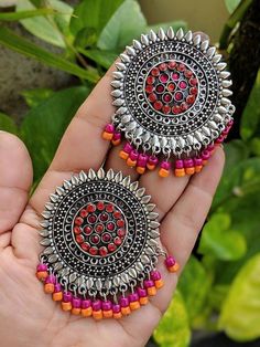 Afghani earrings bohemian beads earrings oxidised | Etsy Bohemian Beaded Alloy Jewelry, Bohemian Alloy Jewelry For Party, Chandbali Earrings With Latkans, Oxidized Finish Chandbali Hoop Earrings, Bohemian Alloy Earrings For Festivals, Handmade Alloy Drop Earrings, Handmade Alloy Earrings For Party, Silver Beaded Alloy Jewelry, Temple Jewelry Style Drop Plug Earrings