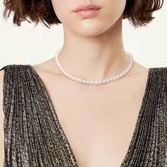 Sophisticated and timeless, this cultured freshwater pearl strand adds instant style to any outfit. Our pearl strands are hand matched for color and luster and strung with an individual knot between each pearl, so you’ll never lose one. Features The necklace in sterling silver has a classic and luxurious design that is perfect for any occasion. Made all by hand! It truly deserves a spot in every jewelry collection. Beautifully crafted, this style is sure to become a treasured keepsake. It is made of 925 sterling silver. Made to last a lifetime, strong and durable! Strict health standards guarantee your everyday wearing. Lead-free, cadmium-free, nickel-free and allergy-free. Harmless to your health. Mirror polishing technology, each part is hand-wound and finely polished to a smooth surface Classic Pearl White Pearl Necklace For Party, Classic Pearl White Necklace For Party, Classic Pearl Necklace With Pearl Chain For Parties, Classic Pearl Necklace With Pendant For Party, Classic Pearl Pendant Necklace For Party, Elegant Round Bead Pearl Necklace, Round Beads Pearl Necklace, Classic Pearl Necklace For Party, Classic Round Pearl Necklace For Party