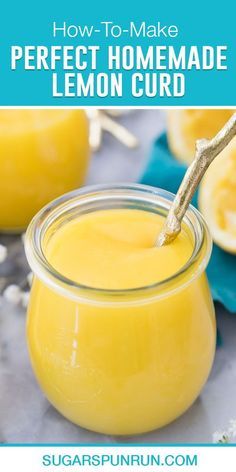 a glass jar filled with lemon curd