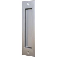 the door handle is stainless steel and has a square shape with an oval design on it