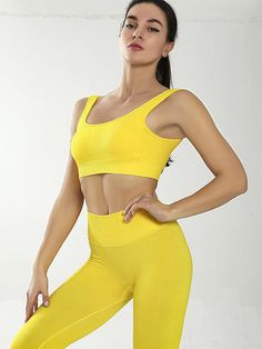 Yellow Breathable Activewear For Sports, Yellow Stretch Sports Bra, Yellow Sleeveless Activewear For Training, Yellow Stretch Sports Bra Athleisure, Yellow Sleeveless Stretch Sports Bra, Yellow Stretch Sleeveless Activewear, Yellow Stretch Sleeveless Sports Bra, Yellow Seamless Stretch Sports Bra, Yellow Sleeveless Sports Activewear