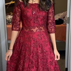 Featuring Off Shoulder Gown In Dark Maroon Net. Its Embellished In Embossed Thread Embroidery All Over Further Embellished In Sequin Work All Over. It Comes With 3/4 Sleeve Length. Off Shoulder Gown, Dark Maroon, Thread Embroidery, Over It, Off Shoulder, Sequin, Thread, Womens Sizes, Sleeve Length