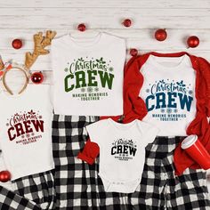 Get ready to celebrate the season in style with the Personalized Christmas Crew Custom Holiday Pajama T-Shirt, designed for ultimate festive fun! This matching long-sleeve shirt is perfect for family gatherings, holiday parties, or cozy Christmas mornings. With its classic collegiate typography and rich forest green color, it brings a modern yet traditional touch to your holiday wardrobe. Personalize it to create a unique look for your Christmas crew, whether it's for family, friends, or a group Family Christmas Shirt Custom, Collegiate Typography, Matching Friend, Holiday Photoshoot, Christmas Jammies, Matching Christmas Shirts, Matching Christmas Pajamas, Holiday Attire, Coordinating Outfits