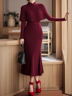 Discover stylish, high-quality dresses at great prices. perfect for any occasion, combining comfort and chic design. Classy Christmas Dress, Wool Jumper Dress, Classy Christmas Outfit For Women, Long Winter Dress Outfit, Winter Dresses For Women Classy, Yalda Dress, Christmas Dress Women Classy, Winter Work Dress, Elegant Christmas Dress