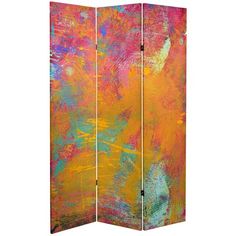 an orange and pink painted room divider