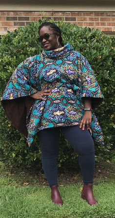 Contact me at (757) 528-2292 if you would like me to make you one!!!!!!African/ Ankara print fleece poncho Dubai Outfits, Fleece Poncho, Ankara Print, Handmade Fashion, Ankara, Kimono Top