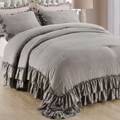 PRICES MAY VARY. 【Ultra Soft Material】Masaca shabby boho chic bedding comforter king size is with latest stone washed process craft,ultra softer touch feeling than other similar items.Comfy and fluffy for all seasons. 【Farmhouse Ruffle Style】With 2-layer ruffle hems and solid grey bedding color, this grey ruffled king comforter set will help you build an elegant house that full of vintage farmhouse looking.Perfect gifts for women/girls. 【Expert Craftsmanship】Exquisite stitching makes Masaca shab Boho Chic Bedding, Taupe Bedding, Ruffle Comforter, French Country Bedding, Fluffy Comforter, King Size Comforter Sets, Grey Comforter, King Size Comforters, Bedding Comforter