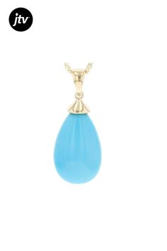 16x10mm Blue Pear Sleeping Beauty Turquoise 14k Yellow Gold Pendant With 18" Singapore Chain. Measures Approximately 0.94"L x 0.39"W And 2mm Bail. Lobster Claw Clasp Closure. Blue Cabochon Drop Jewelry, Blue Drop Jewelry With Cabochon, Blue Drop Cabochon Jewelry, Blue 14k Gold Drop Jewelry, Pendant With Chain, Sleeping Beauty Turquoise, Yellow Gold Pendants, Gold Pendant, Sleeping Beauty