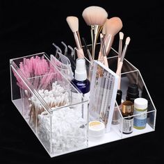 PRICES MAY VARY. ❤️❤️【Premium Material】-- Made of high quality acrylic material, which is dustproof, waterproof, sturdy & durable to use and not easy to break. The clear design makes it easy to see what you have stored. ❤️❤️【Large Capacity】-- The size of this Acrylic Cosmetic Organizer Storage is approx. 22 x 22 x 10 cm/ 8.7 x 8.7 x 3.9 inch. Large capacity, compartmentalized storage, more convenient to store and organize your eyelashes tools or other makeup beauty tools, making your table tidy Eyelash Decor, Beauty Organizer, Clear Makeup Organizer, Crystal Jewelry Box, Eyelash Salon, Clear Makeup, Eyelash Extension Supplies, Beauty Organization, Beauty Salon Decor