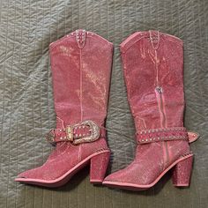 Rhinestone Boots Size 10 Pink New Without Tags Embellished Pink High Heel Boots, Pink Embellished High Heel Boots, Embellished Pink Boots For Fall, Pink Glitter Boots For Fall, Embellished Pink Boots For Spring, Pink Embellished Boots For Spring, Spring Embellished Pink Boots, Spring Pink Embellished Boots, Pink Rhinestone Boots For Fall