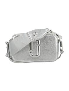 040 MARC JACOBS THE SNAPSHOT BAG Tas Lv, Snapshot Bag, Bag Silver, Webbing Strap, Marc Jacobs Bag, Metallic Logo, Cow Leather, Mini Bag, Luxury Bags