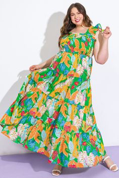 Indulge in the timeless elegance of our BEACH DATES WOVEN MAXI DRESS, adorned with a square neckline, delicate ruffled sleeves, and a smocked bodice. The tiered skirt boasts a ruffled edge, adding a touch of sophistication to this printed masterpiece.Details:Self : 100% PolyesterLining : 100% PolyesterSize & Fit- Model is 5`8" And Wearing Size Small- Measurements Taken From Size Small- Approx. Length: 53" Beach Maxi Dress With Square Neck And Ruffle Hem, Green Smocked Dress With Square Neck And Ruched Detail, Green Vacation Dress With Ruffled Straps, Green Ruffled Straps Vacation Dress, Green Summer Maxi Dress With Smocked Back, Green Smocked Back Sundress, Beach Smocked Dress With Square Neck And Ruffles, Beach Smocked Dress With Ruffles And Square Neck, Green Sundress Maxi With Smocked Back