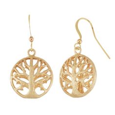 Celebrate the magic of nature with these tree of life cut out dangle earrings are three dimensional for added style. The fish hook backings are nickel free and allergy safe. Size: 20. Color: Gold. Gender: female. Age Group: adult. Nature-inspired Round Pierced Jewelry, Pierced Round Nature-inspired Jewelry, Fish Earrings, Paper Jewelry, Circle Earrings, Fashion Accessories Jewelry, 14kt Gold, Cute Jewelry, Tree Of Life