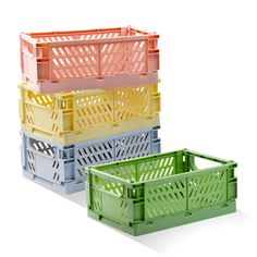 PRICES MAY VARY. 【Pastel Crates Size】4pcs pastel plastic basket, 4 different colors: pink, green, cream and light blue；Expanded size: 9.8*6.5*3.8 inch，folding size: 9.8*6.5*1.0 inch. Tip: Please read the item size carefully before purchasing！ 【Folding Crates Storage 】Foldable, stackable, easy to use and space-saving, perfect for storing all kinds of small items such as pens, post-it notes, tape, nail polish, small makeup, toiletries and spare charging cables etc. 【Applicable Scene】Suitable for o Pastel Crates, Crates For Storage, Classroom Bathroom, Small Storage Containers, Desktop Drawers, Plastic Crates, Organized Desk Drawers, Organization Decor, Drawer Shelves