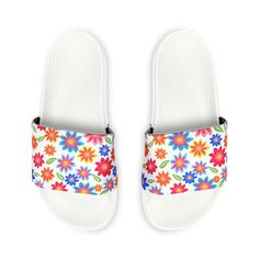 Take on the summer heat with style thanks to these personalized slide sandals for women. Made with PU outsoles and an edge-to-edge strap customization that will never peel, crack, or fade, these sandals feature a high-end quality factor comparable to household-name brands. The straps are made with neoprene and polyester to avoid chafing while the ergonomic sole keeps discomfort at bay. .: Material: 100% PU (polyurethane) outsoles / polyester & neoprene straps .: Black & white outsole color options .: Printed strap surface .: Includes brand name on the bottom of the sole .: Blank product sourced from China .: *Straps are NOT removable US 6 US 7 US 8 US 9 US 10 US 11 US 12 EU size 37.5 38.5 40 41 42 43 44 UK size 4 5 6 7 8 9 10 Length, in 9.06 9.49 9.80 10.12 10.31 10.51 10.79 White Trendy Slip-on Jelly Sandals, Trendy Synthetic Sandals With Cushioned Footbed, Trendy Slip-on Platform Slippers For Vacation, Trendy Slip-on Platform Slippers For Summer, Non-slip Jelly Sandals For Spring, Casual Open Toe Slippers Of Eva Material, Casual Open Toe Slippers, Summer Slip-on Sport Sandals With Removable Insole, Trendy Slip-on Synthetic Slippers