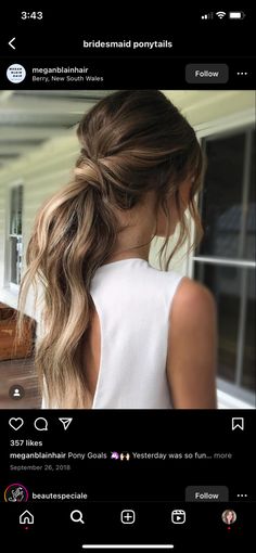 Ponytail Bridal Hair, Bixie Haircut, Bridal Ponytail, Hair Styles Ideas, Bridal Hair Down, Long Hair Ponytail