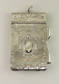 Sterling Silver Handmade Victorian Style Notepad, Edwardian Style Notepad , Antique Style Notepad, Elegant Silver Rectangular Card Holder, Silver Rectangular Card Holder Gift, Silver Rectangular Card Holder For Gift, Vintage Notepad, Victorian Accessories, Antique Sewing Machines, Edwardian Style, What In My Bag, Dope Jewelry