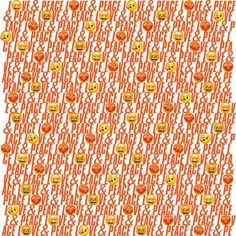 an orange and white pattern with smiley faces