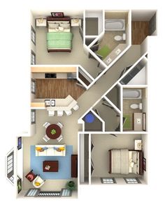 the floor plan of a two bedroom apartment