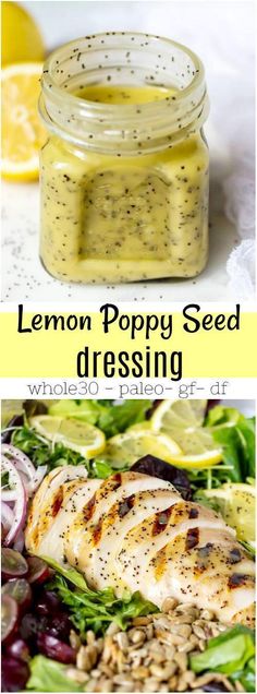 lemon poppy seed dressing with chicken and salad